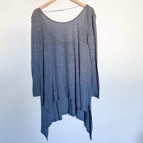 Free People Tunic Top Small Lightweight Waffle Long Sleeve Low Back Gray - Picture 10 of 12